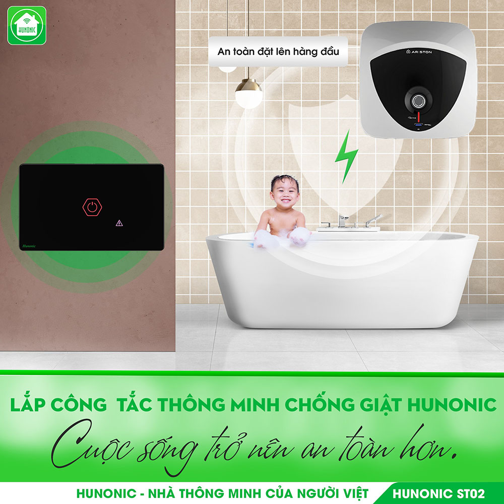 Công Tắc Chống Giật Bluetooth Mesh Hunonic Datic Màu Trắng
